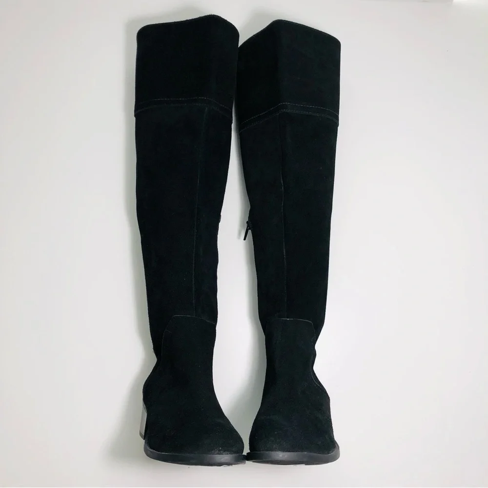 NEW Vince Camuto Bendra Suede Black Over the Knee Split Shaft Boot size 6